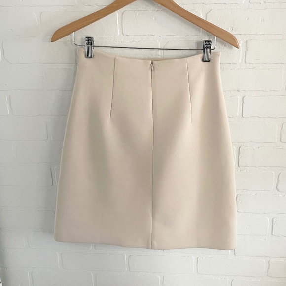 MaxMara Weekend Mini Skirt Jersey Cotton blend Stretch Hidden back zip Cream S - Picture 6 of 13